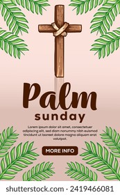 hand drawn palm sunday vertical banner poster illustration