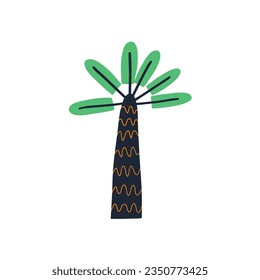 hand drawn palm tree in flat style. vector illustration.