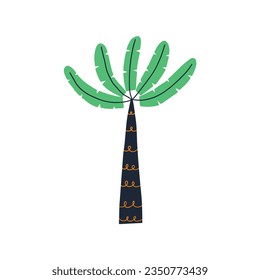 hand drawn palm tree in flat style. vector illustration.