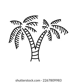 Hand drawn palm tree logo, icon, vector illustration