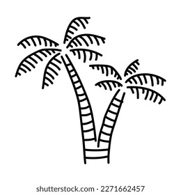 Logo de la palmera dibujada a mano, icono, ilustración vectorial