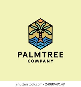 Hand Drawn Palm Tree Logo Symbol Design illustration vector Icon Emblem