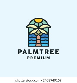 Hand Drawn Palm Tree Logo Symbol Design illustration vector Icon Emblem