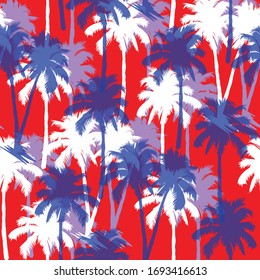 Hand drawn palm tree seamless pattern.Tropical doodle illustration. Vector illustration. Seamless pattern.