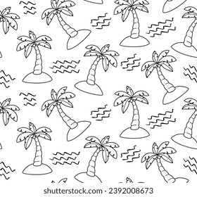 Patrón sin fisuras de palmeras dibujadas a mano. Patrón de verano tropical sin costuras.