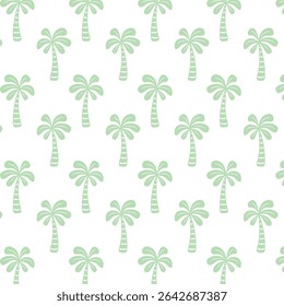 Hand drawn palm tree seamless pattern illustration. Hawaiian print , summer vacation background in vintage art style. Tropical plant painting wallpaper texture.
