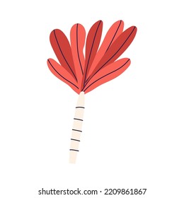 Hand drawn palm tree, stylized flat vector illustration isolated on white background. Cute childish palm tree, naive art drawing. Tropical tree, summer and beach concepts.
