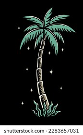 hand drawn palm tree vector illustration