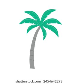 Hand drawn palm trees with coconut on white background.