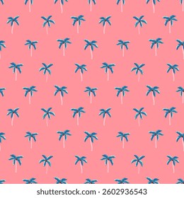 Hand drawn palm trees seamless pattern with pink background, vibrant summer design, great for textiles, banners, wallpapers, wrapping - vector
