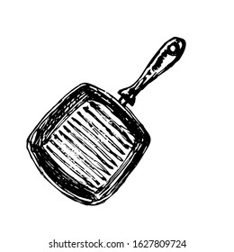 Hand Drawn pan doodle. Sketch style icon. Decoration element. Isolated on white background. Flat design. Vector illustration.