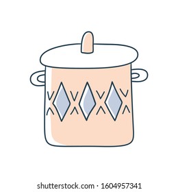 Hand Drawn pan doodle vector stock icon in flat style. Decoration element Isolated on white background. Flat design. Vector illustration.