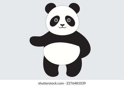 Hand drawn panda cute cartoon illustration on white background
