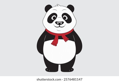 Hand drawn panda cute cartoon illustration on white background
