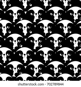 Hand Drawn Panda. Design of Fashion Print. Cute Panda Background Pattern.