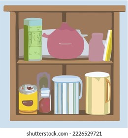 Hand drawn pantry in a cupboard