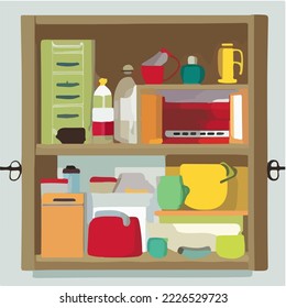 Hand drawn pantry in a cupboard