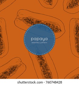 Hand Drawn Papaya Vector Seamless Pattern