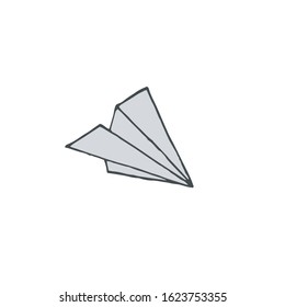 Hand drawn paper airplane on a white background. Vector illustration of air transport.