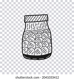 Hand drawn Paper Bag with Cookies isolated on transparent background. Vector illustration.