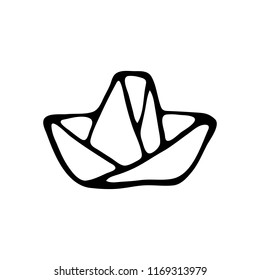 Hand drawn paper boat doodle. Sketch Back to school, icon. Decoration element. Isolated on white background. Vector illustration.