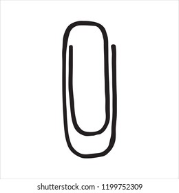 Hand drawn Paper clip doodle icon. Vector illustration