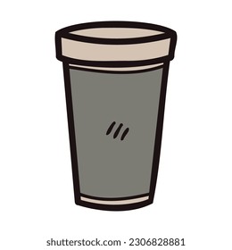 Hand Drawn paper coffee mugs in doodle style isolated on background