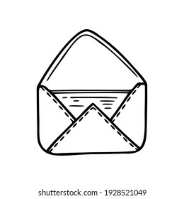 Sobre de papel dibujado a mano para las letras aisladas sobre un fondo blanco. Doodle, simple ilustración de contorno. Se puede usar para la decoración de textiles, papel.