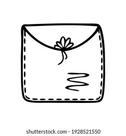 Sobre de papel dibujado a mano para las letras aisladas sobre un fondo blanco. Doodle, simple ilustración de contorno. Se puede usar para la decoración de textiles, papel.