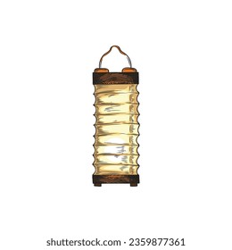 Hand drawn paper lantern, colored sketch vector illustration isolated on white background. Oriental asian culture and traditions. Japanese or Chinese lighting equipment.