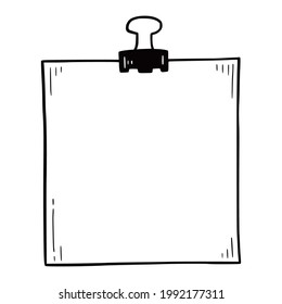 Hand drawn paper memo sticky. Doodle sketch style. Reminder paper sticker for pin notice, text. Vector illustration.