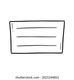 Hand drawn paper memo sticky. Doodle sketch style. Reminder paper sticker for pin notice, text. Vector illustration