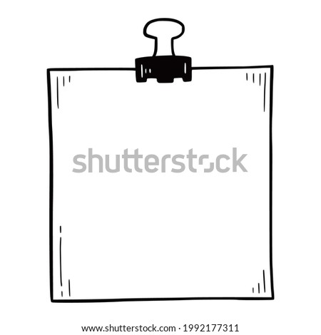 Hand drawn paper memo sticky. Doodle sketch style. Reminder paper sticker for pin notice, text. Vector illustration.