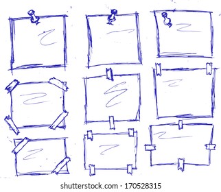 hand drawn paper notes in vector. 