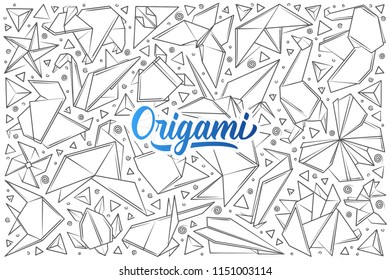 Hand drawn paper origami.