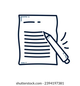 Hand drawn paper and pen doodle line illustration. Paper and pen doodle icon vector.