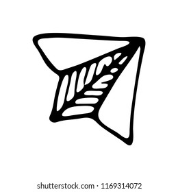 Hand drawn paper plane doodle. Sketch Back to school, icon. Decoration element. Isolated on white background. Vector illustration.