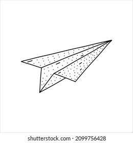 Hand drawn paper plane icon in doodle style. Cartoon paper plane vector icon for web design isolated on white background.