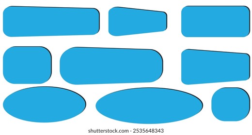Hand drawn paper quote frame set. Empty speech bubbles. Colored shaped text box.Flat Vector isolated illustration