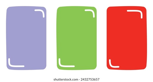 hand drawn paper quote minimalist colorful geometric shapes empty frame blank text box. vector cute box sticker chat doodle style collection illustration isolated on white background.