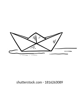 hand drawn paper ship doodle illustration icon isolated