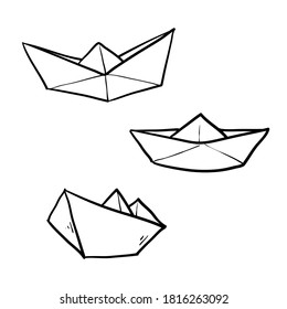 hand drawn paper ship doodle illustration icon isolated