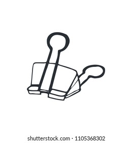 Hand drawn paperclip isolated on white background. Document binder sketch vector illustration.