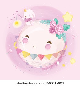 Hand drawn Parade the cute animals. Vector illustration