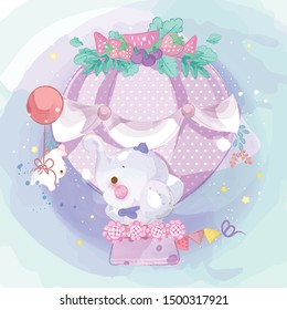 Hand drawn Parade the cute animals. Vector illustration