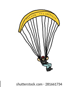 hand drawn paragliding