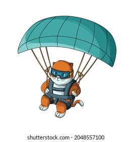 Dibujo de mano Parapente ilustración de gato