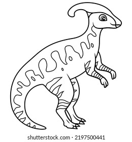 hand drawn of parasaurolophus line art