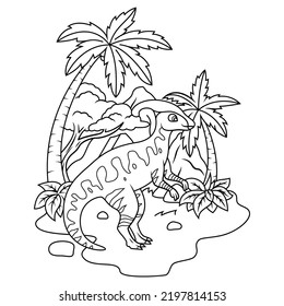 hand drawn of parasaurolophus line art