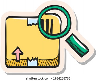 Hand drawn Parcel tracking icon in sticker style vector illustration